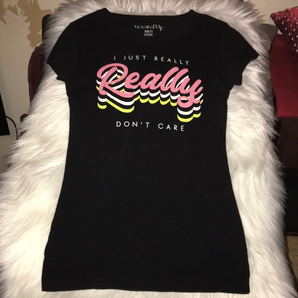 black T-shirt with words